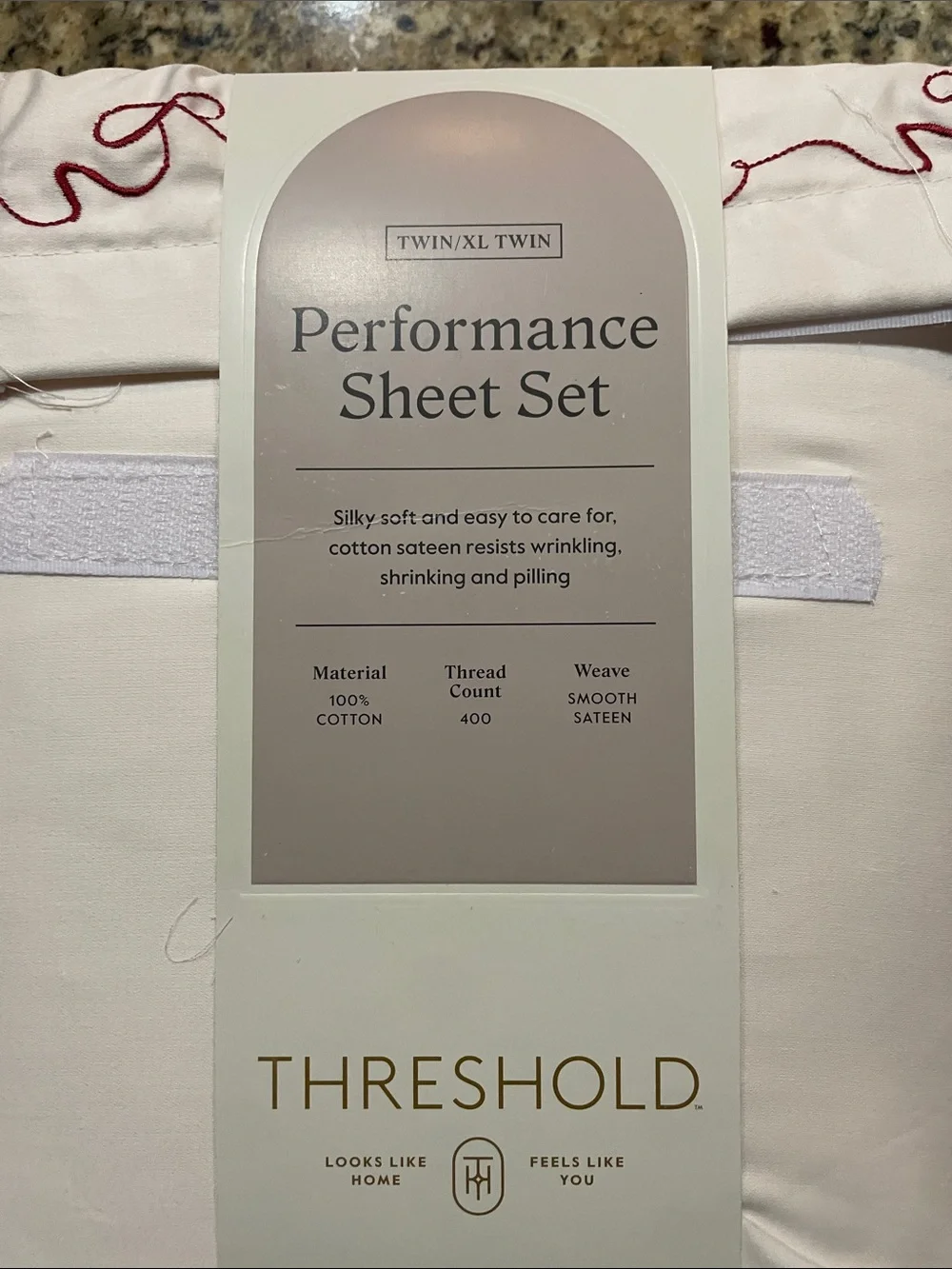 Threshold Performance Sheet Set in Blush Pink and White